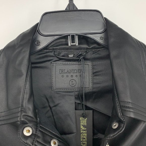 BlankNYC Good Call Shacket Black Vegan Faux Leather Button Snap - Picture 6 of 12